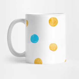 Watercolor random dots - yellow and blue Mug